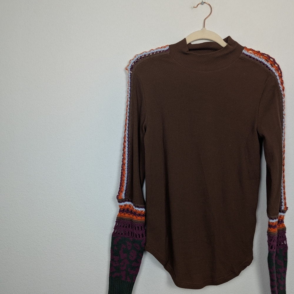 NWT Free People Chocolate Combo Switch It Up Thermal Top Size L - Picture 3 of 9